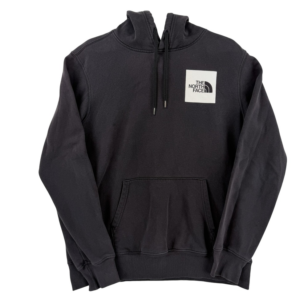 The North Face Hoodie Mens Medium Black Box Logo Pullover Fleece Sweatshirt